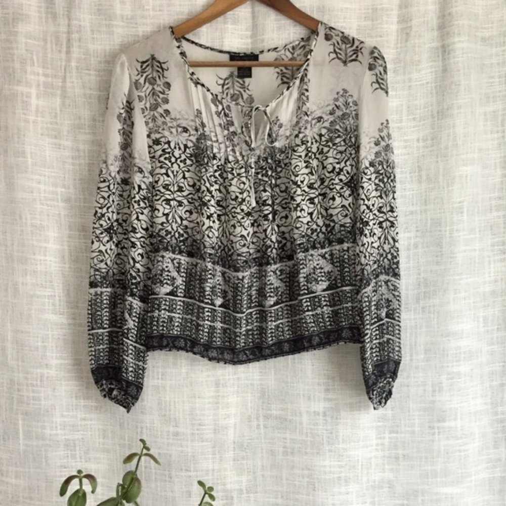 The Limited Silk Semi Sheer Peasant Blouse